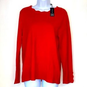 NWT Cable and Gauge scalloped neck red sweater - Size Large
